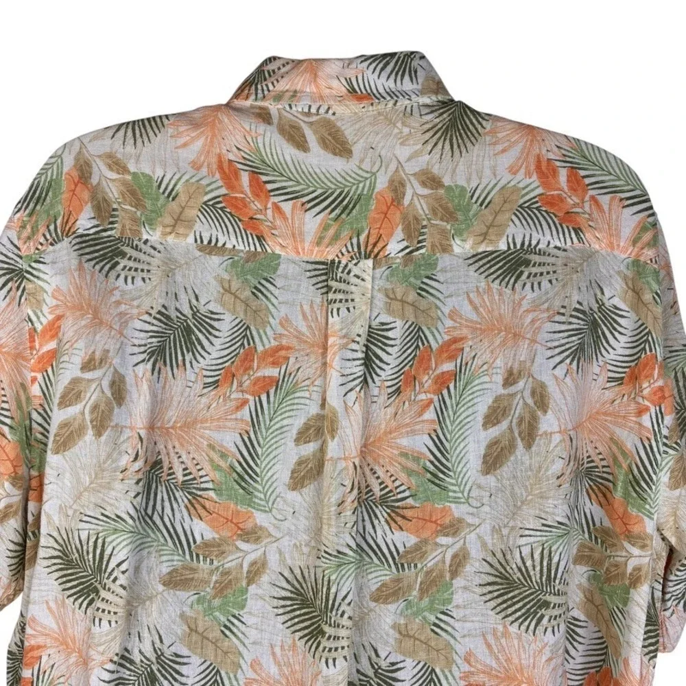 Chaps Seacoast Wash Short Sleeve Floral Print Multi Shirt‎ Linen Blend Men's XXL